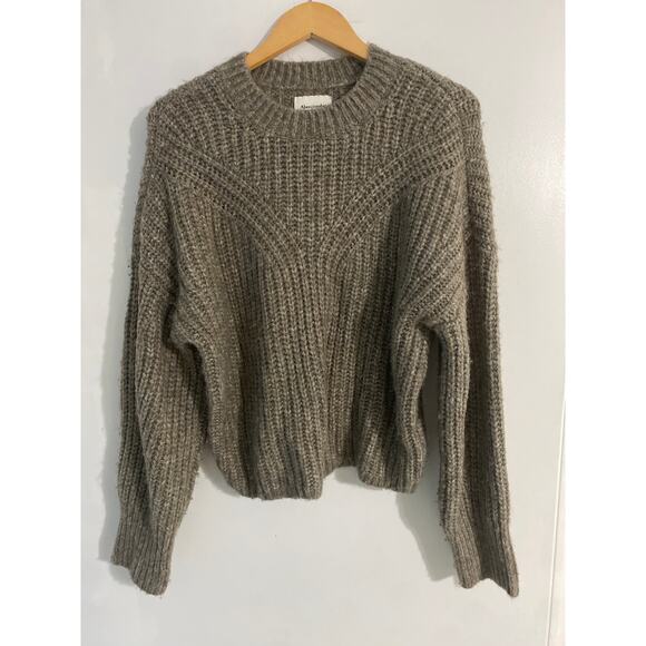 Abercrombie & Fitch chunky knit sweater women’s size M gray slouchy cozy casual - Picture 1 of 4